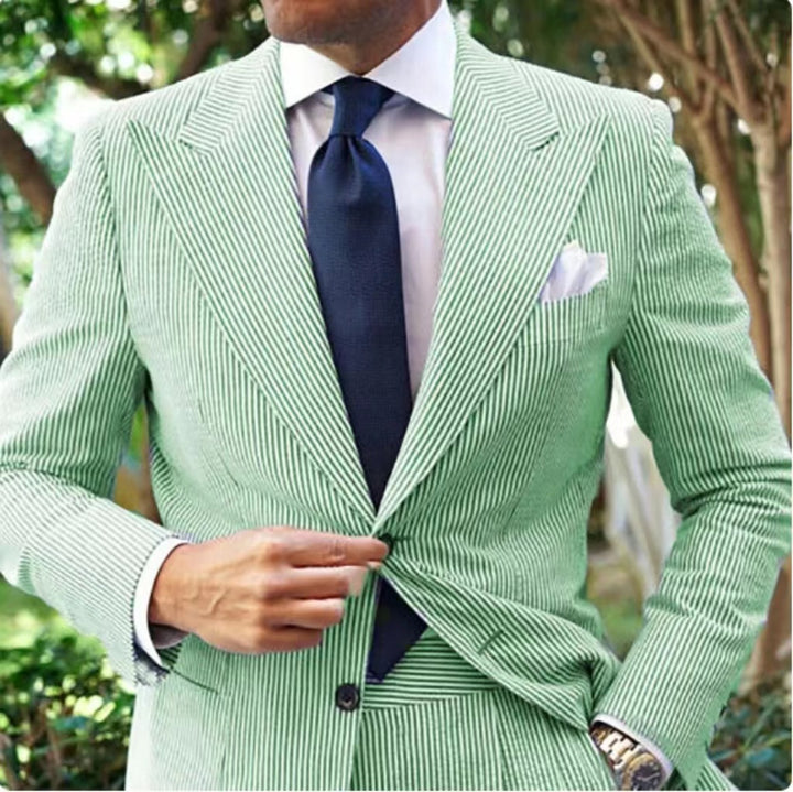 Herren Elegant Gestreifter Anzugblazer Echoarchiv