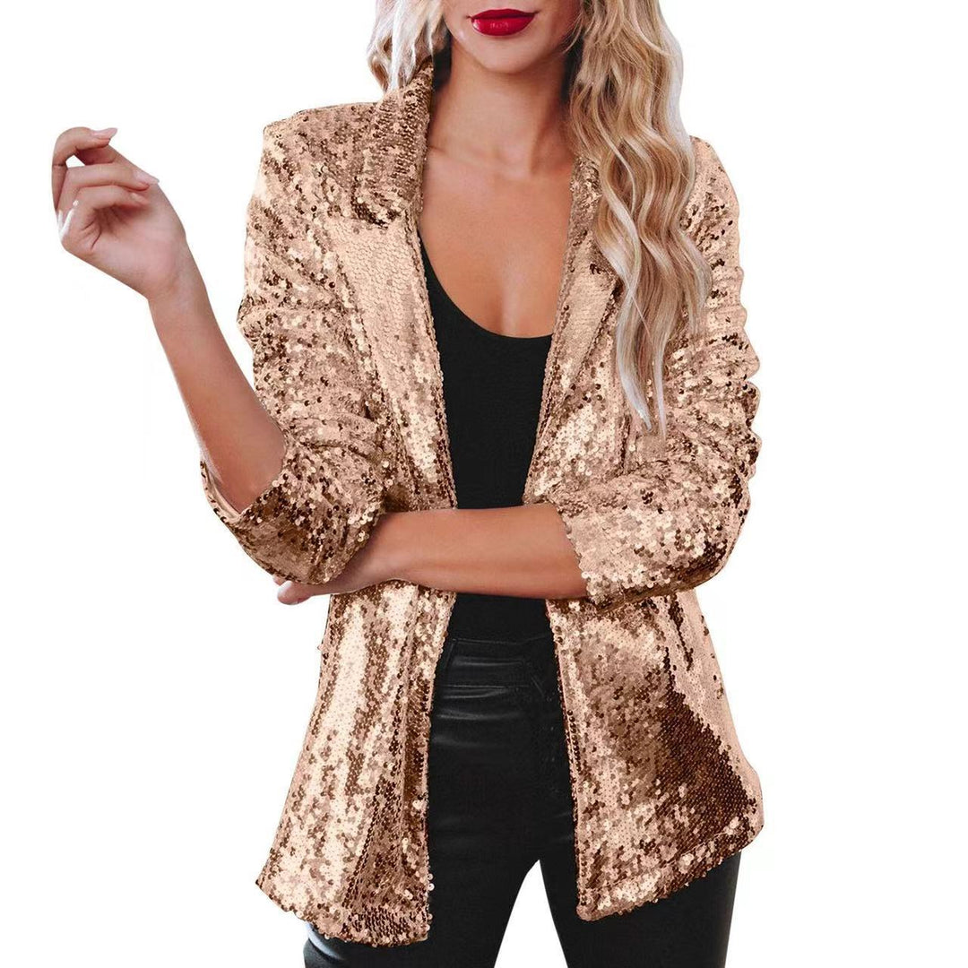 Damen Paillettenjacke mit weitem Schnitt und eleganten Details Echoarchiv