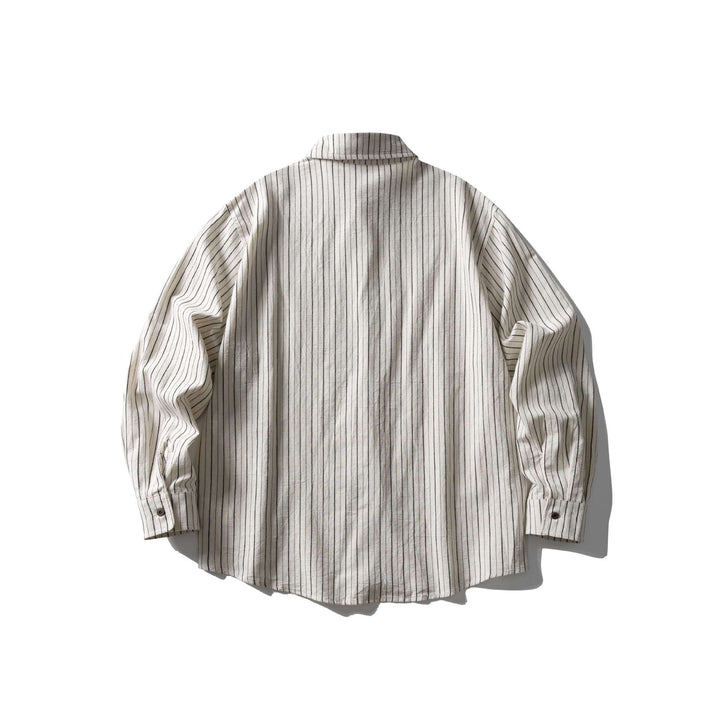 Unisex Oversize Longline-Hemd mit Nadelstreifen und Brusttasche Echoarchiv
