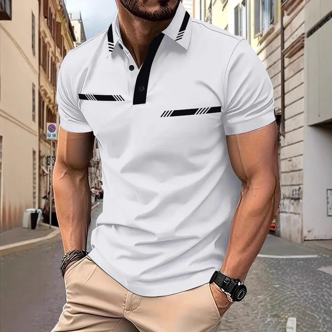 Herren Kurzarm Poloshirt mit stilvollen Kontraststreifen Echoarchiv