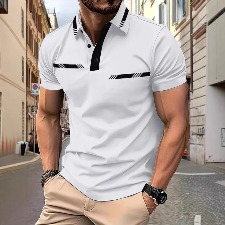Herren Kurzarm Poloshirt mit stilvollen Kontraststreifen Echoarchiv