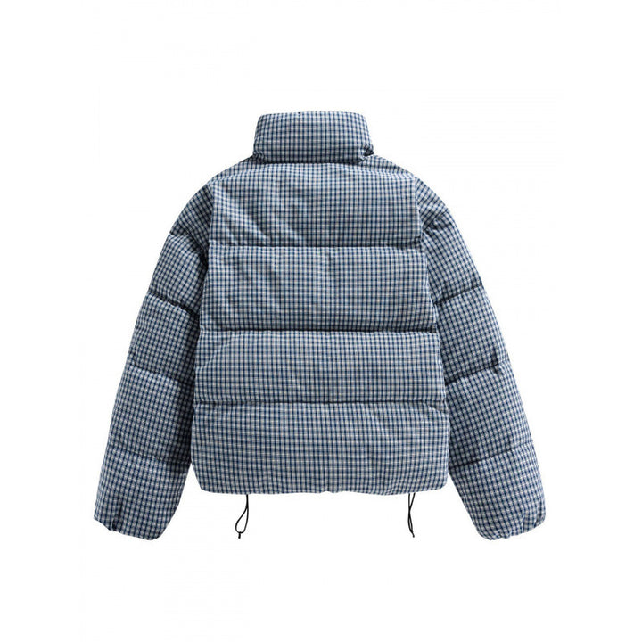 Damen Kurze gesteppte Steppjacke im Karo‑Muster mit hohem Stehkragen und Tunnelzug Echo Archiv