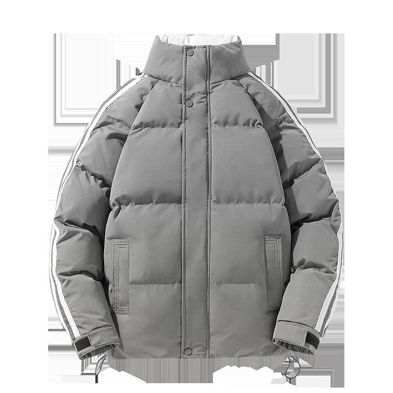 Männermode Sportliche gesteppte Winterjacke mit hohem Stehkragen, Ärmelnstreifen und verstellbarem Saum – Marzano