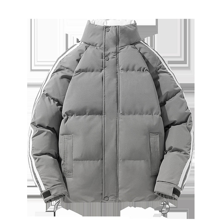 Männermode Sportliche gesteppte Winterjacke mit hohem Stehkragen, Ärmelnstreifen und verstellbarem Saum – Marzano