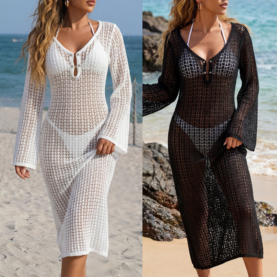 Damen luftiger Strandüberwurf mit gehäkeltem Design Echo Archiv