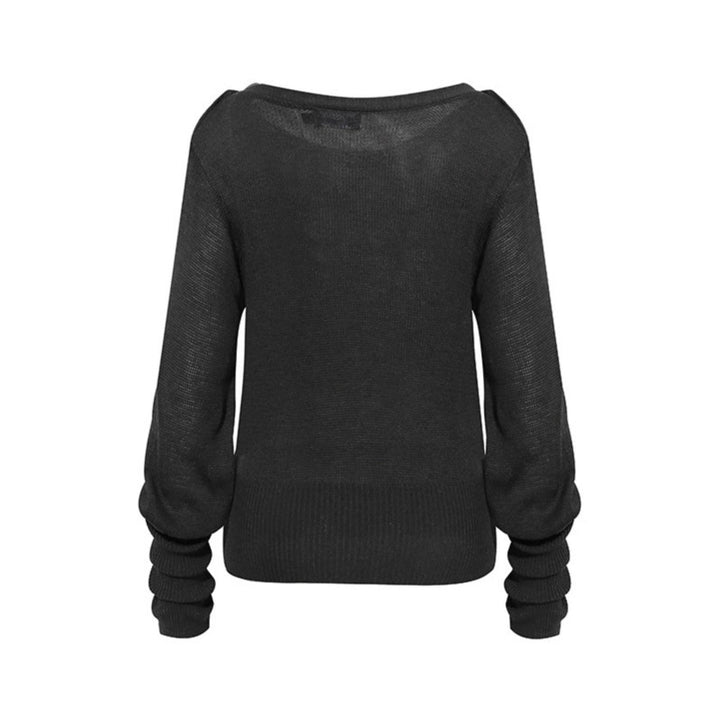 Damen Leichter Feinstrick-Pullover mit überschnittenen Schultern und langen Raffärmeln Echoarchiv