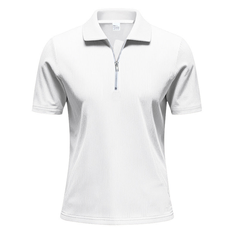 Unisex nan kurzärmeliges Halbzip-Polo aus geripptem Jersey mit Hemdkragen Echo Archiv