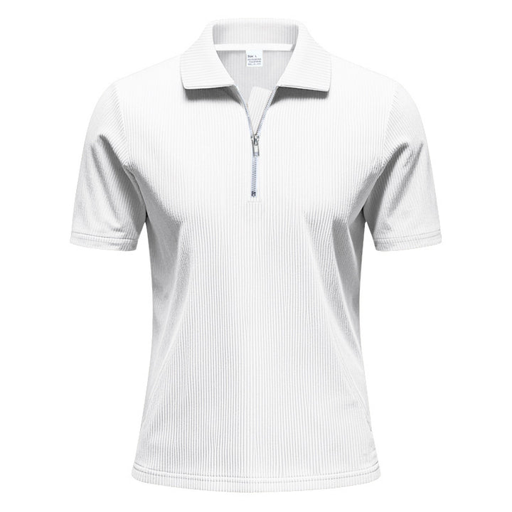 Unisex nan kurzärmeliges Halbzip-Polo aus geripptem Jersey mit Hemdkragen Echo Archiv