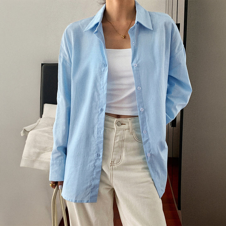 Damen nan zweiteiliges Sommer-Set aus leichtem Oversize-Hemd und ärmellosem Mini-Kleid Echo Archiv