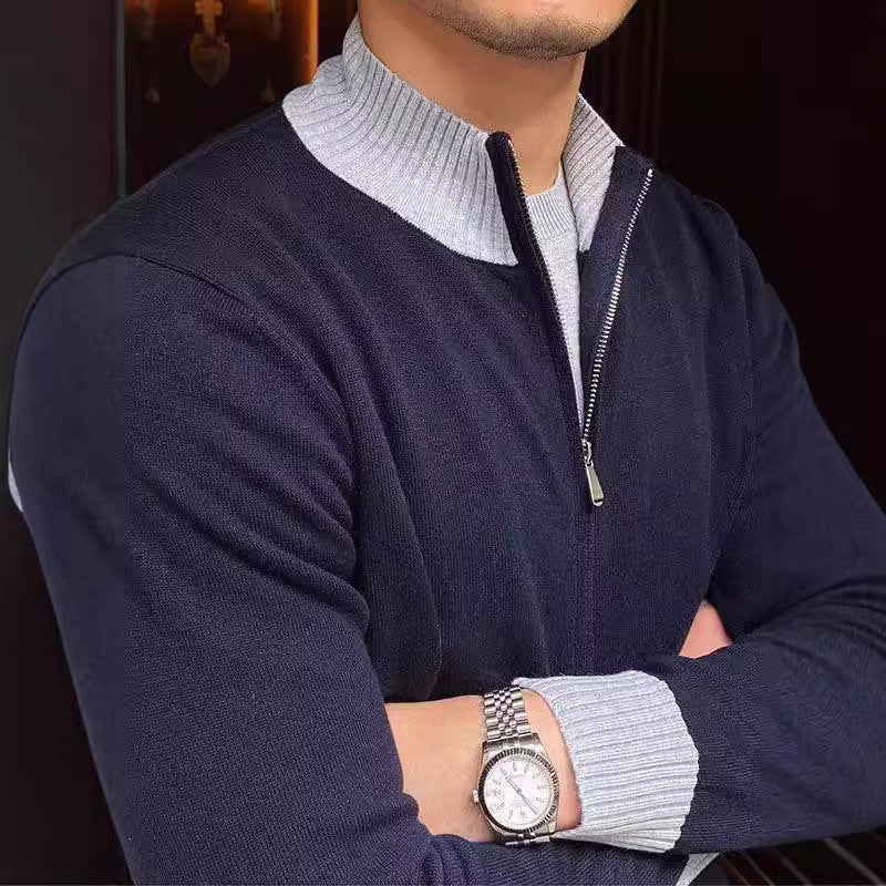 Herren Eleganter Strickpullover mit Stehkragen Echo Archiv