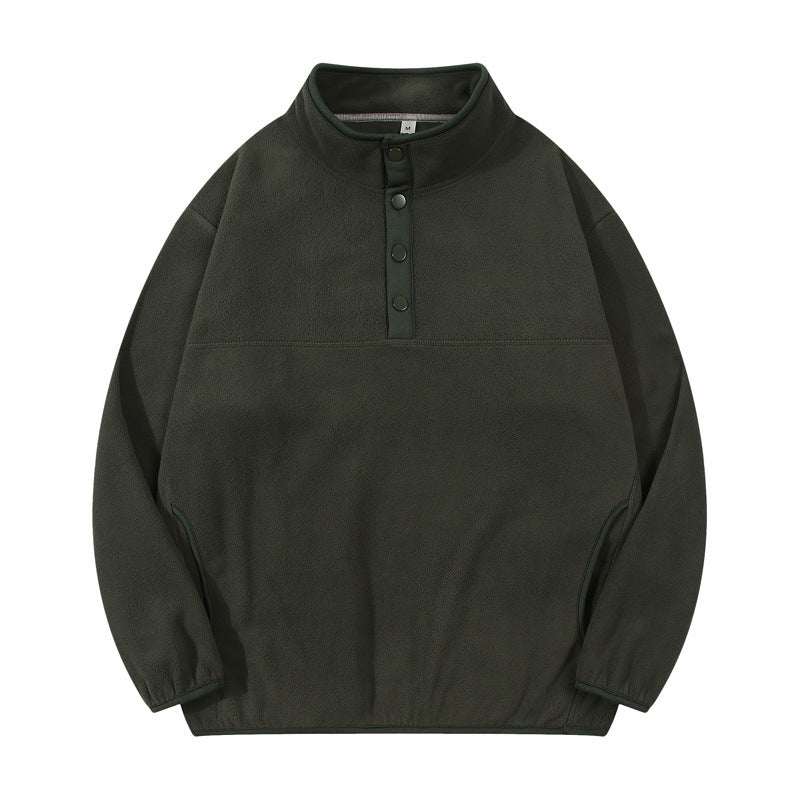 Herren gemütlicher Fleece-Pullover mit Stehkragen und Druckknöpfen Echoarchiv