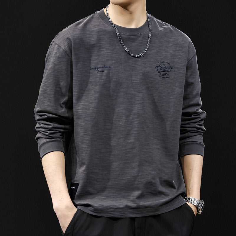 Herren Langarmshirt aus Baumwollmix mit subtiler Waschstruktur und Rundhalsausschnitt Echoarchiv