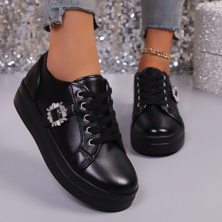 Damen  Plateau-Sneaker mit dekorativer Strass-Brosche und gepolstertem Komfortfußbett Echo Archiv
