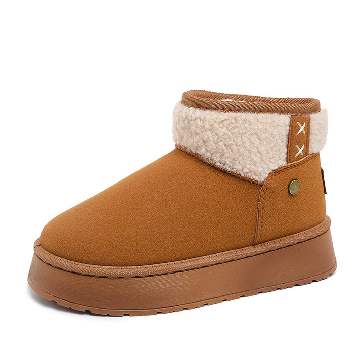 Damen Gefütterte Kurzstiefel mit Teddyfutter, Faux‑Velours und Plateau‑Sohle Echo Archiv