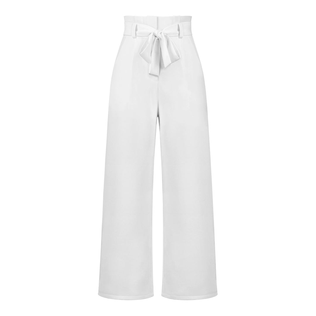 Damen hochtaillierte Paperbag-Hose mit weitem Bein und Taillengürtel – Avérine