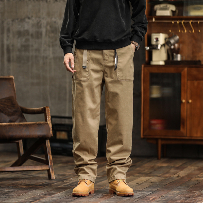 Herren Lockere Canvas-Cargohose mit Tunnelzugbund und aufgesetzten Fronttaschen Echo Archiv