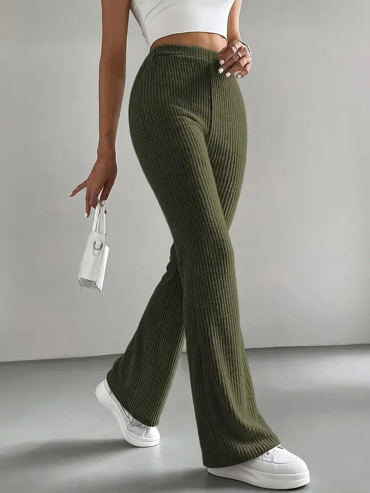 Damen Lässige und elegante Ripp-Optik Hose Echo Archiv