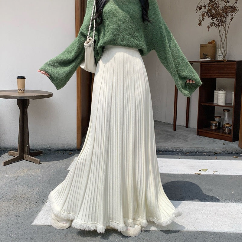 Damen Eleganter und fließender Maxirock mit plissierten Details Echo Archiv