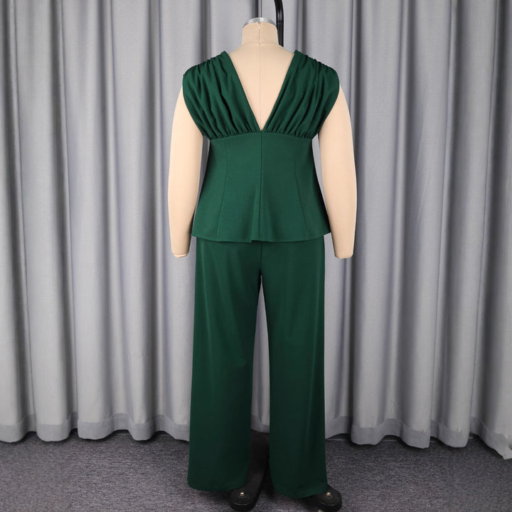 Damen elegantes Jumpsuit mit tiefem V-Ausschnitt und auffälligen Knopfdetails Echo Archiv
