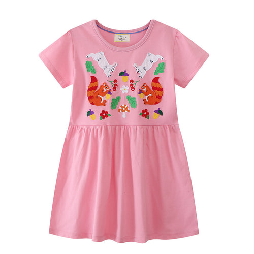 Mädchen Baumwollkleid mit bunten Tierapplikationen Echo Archiv