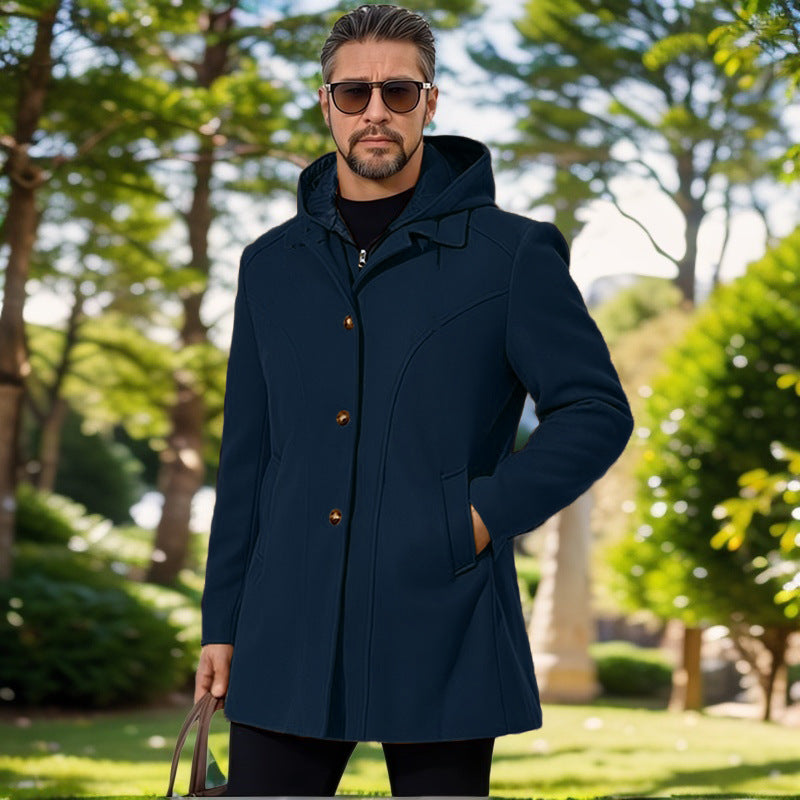 Herren elegante Übergangsjacke mit Kapuze und ausgestellten Abnähern Echoarchiv