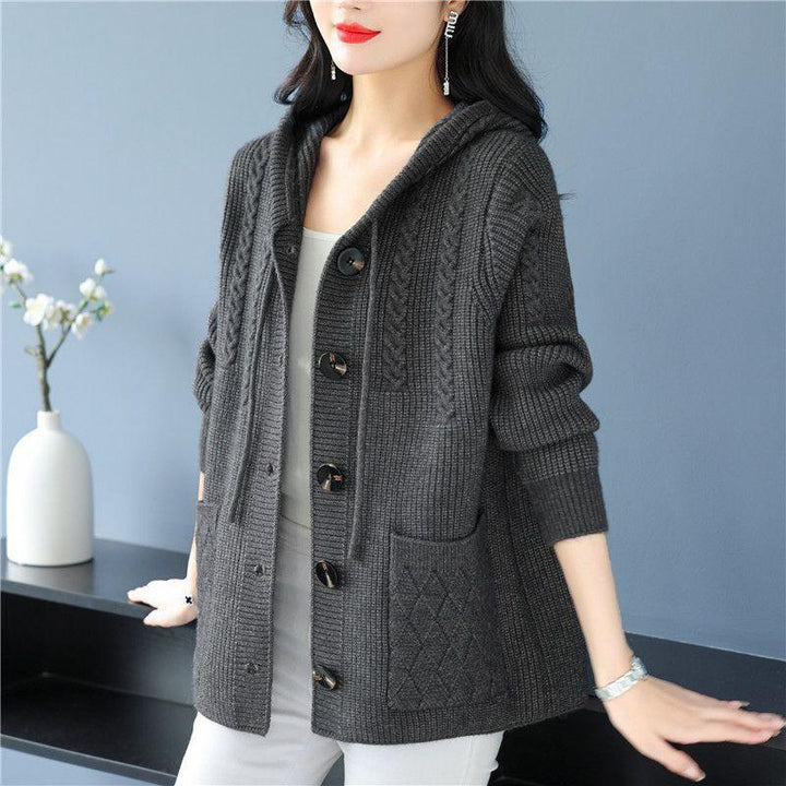 Damen Strickjacke mit Kapuze und Zopfmuster Echo Archiv