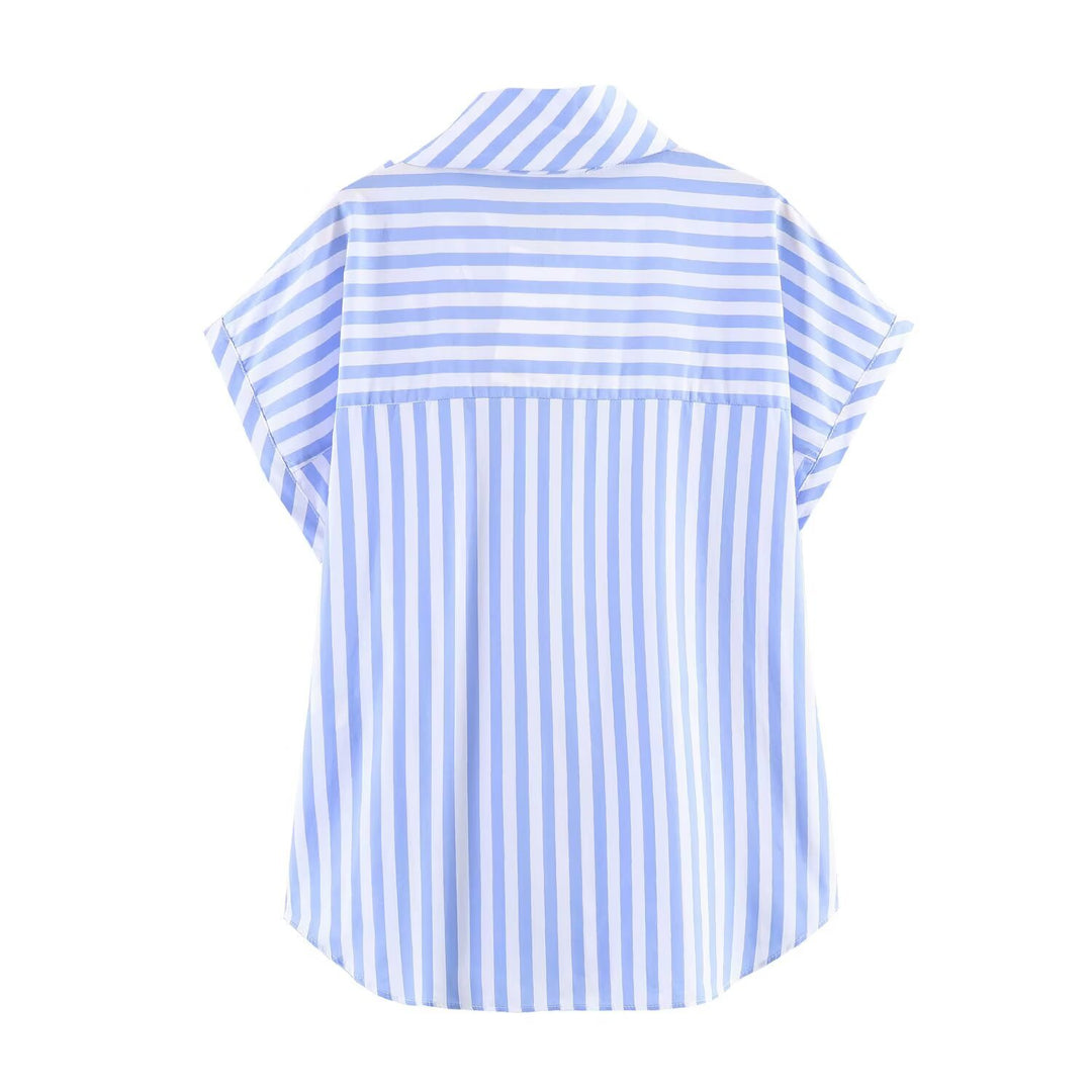 Damen Blusenshirt mit dekorativem Schleifenelement und modischem Streifenmuster Echo Archiv