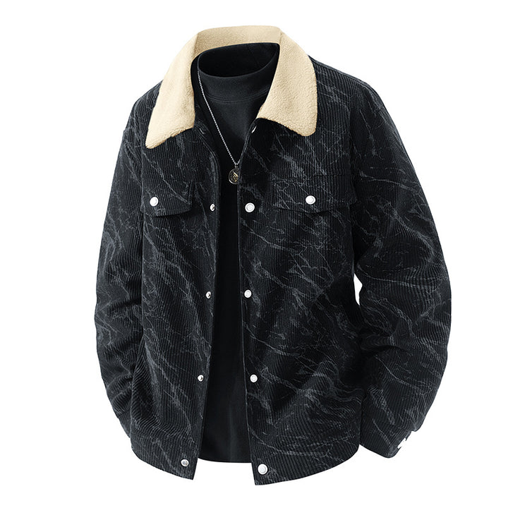 Men's ribbed corduroy sherpa-collar snap trucker jacket – Taviero