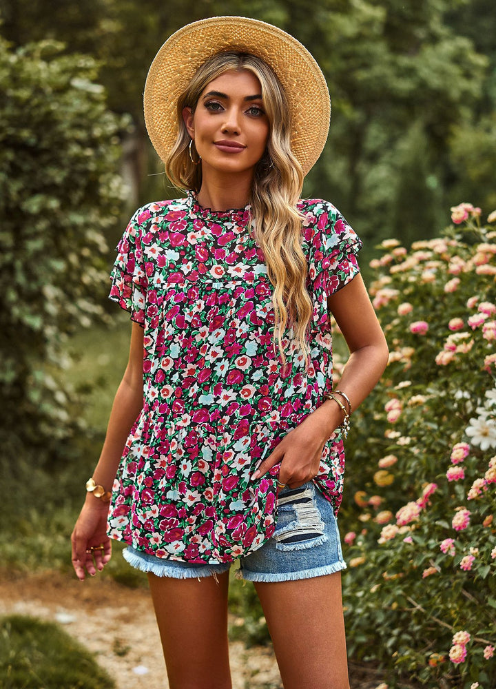 Damen Bluse mit Volantärmeln und frechem Muster Echo Archiv