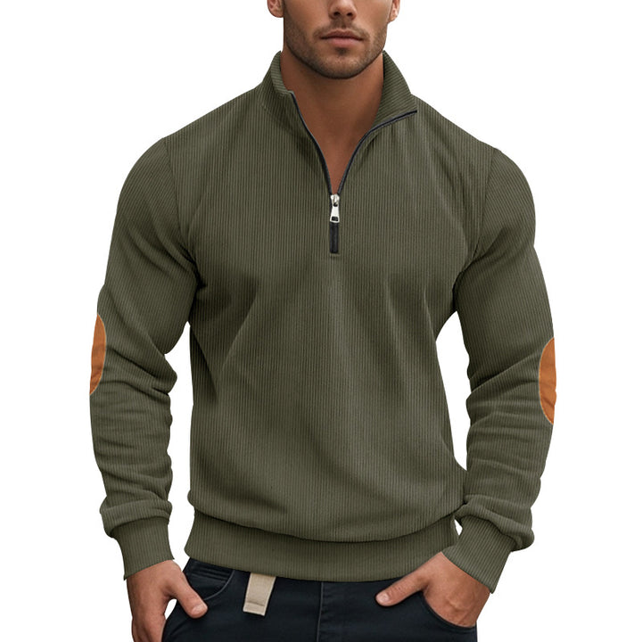 Herren Pullover mit halbem Reißverschluss und strukturiertem Design Echoarchiv