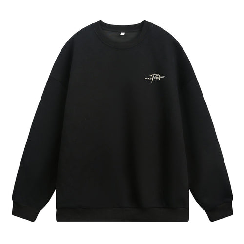 Unisex Boxy-Sweatshirt mit minimaler Script-Stickerei und geripptem Bund Echo Archiv