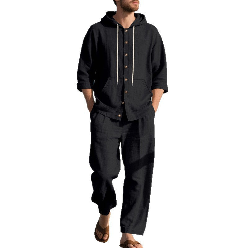 Herren bequeme Freizeit-Hose und Kapuzenjacke Set Echoarchiv