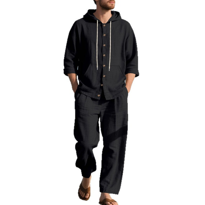 Herren bequeme Freizeit-Hose und Kapuzenjacke Set Echoarchiv