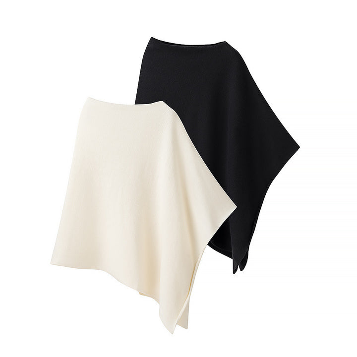 Damen Leichter Strickponcho mit asymmetrischem Saum und U-Boot-Ausschnitt Echo Archiv