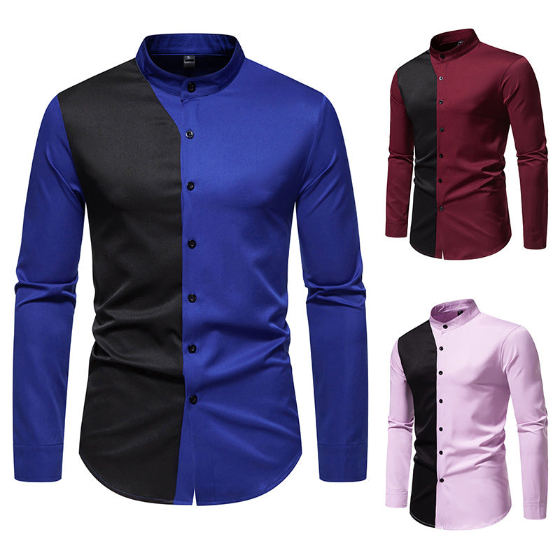 Herren elegantes Langarmhemd mit modernem Farbblockdesign Echoarchiv