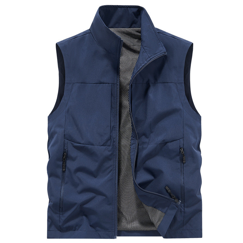 Herren Leichte Softshell-Outdoorweste mit Mesh‑Futter, Reißverschlusstaschen und Stehkragen – Marzano