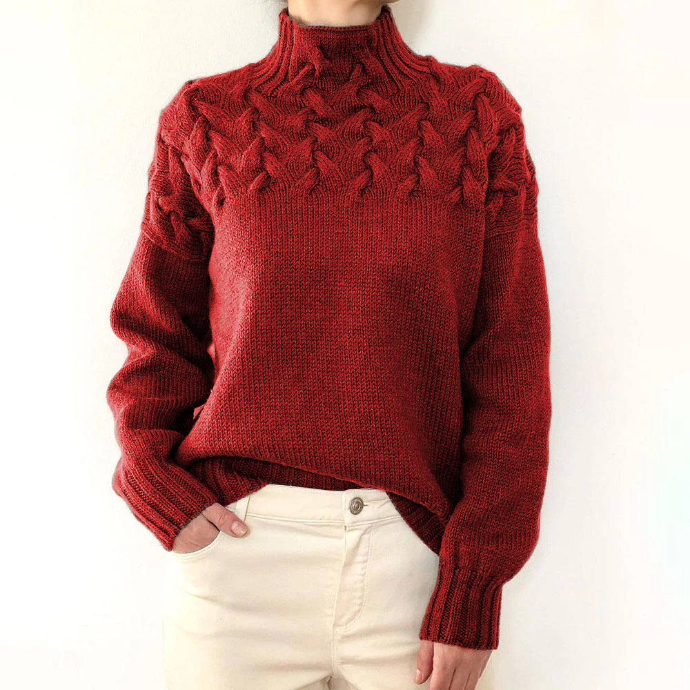 Damen nan Strickpullover mit Zopfstruktur und hohem Rollkragen Echo Archiv