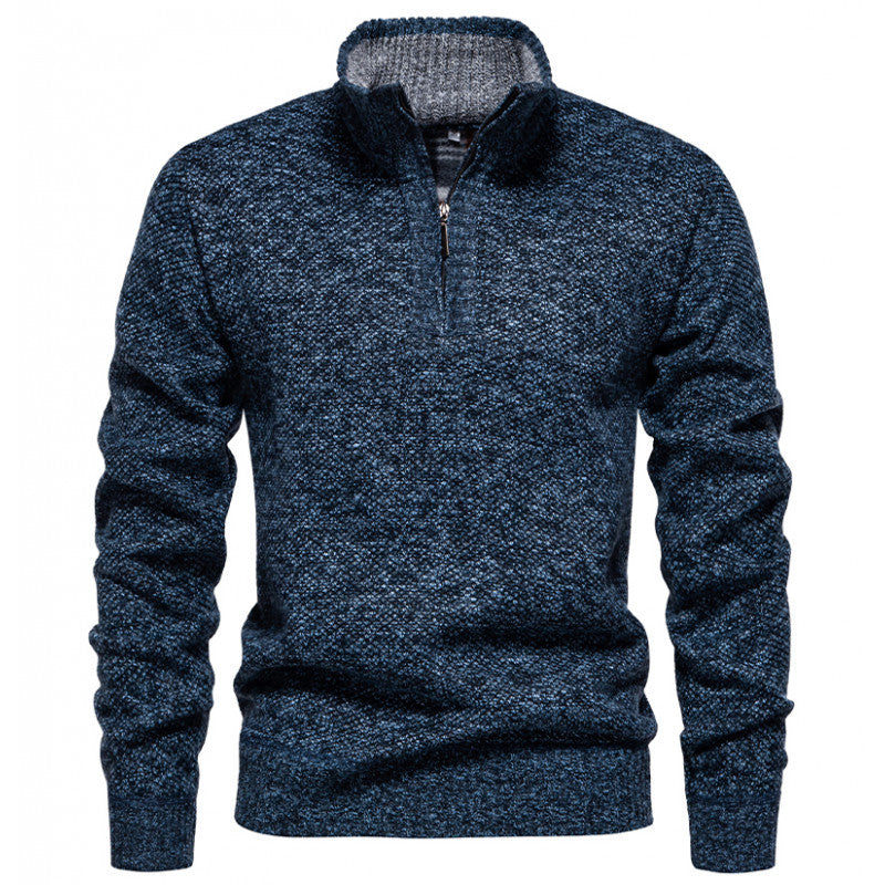 Herren Strickpullover mit halbem Reißverschluss und modischem Strukturdesign Echoarchiv