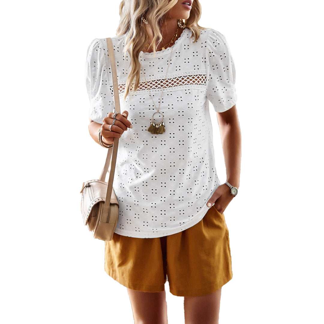 Damen Elegantes Blusenshirt mit Puffärmeln und feinem Muster Echo Archiv