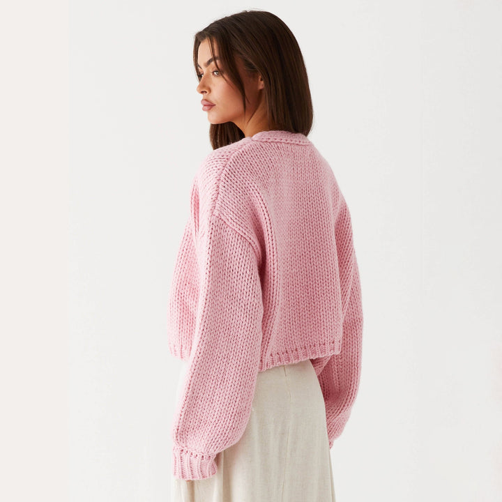 Damen Oversized Grobstrick-Cardigan mit Schalkragen und Rippbündchen Echoarchiv