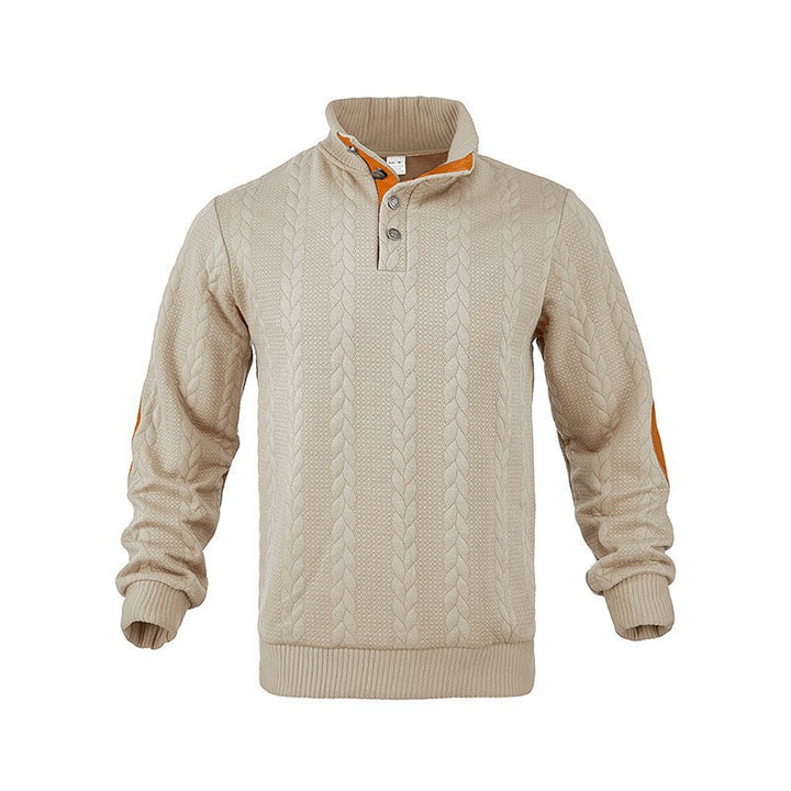 Herren Strickpullover mit hohem Kragen und modischem Zopfdesign Echoarchiv