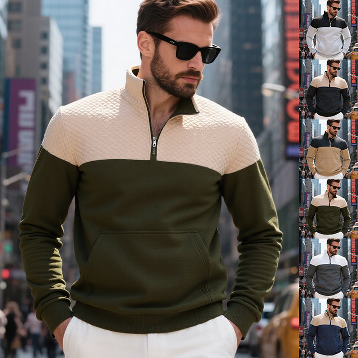 Herren stylischer Fleece-Pullover mit hochschließendem Kragen Echoarchiv