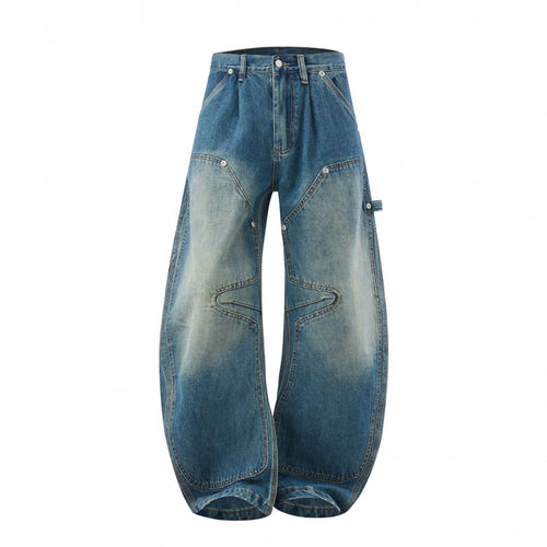 Damen Weite Denim-Carpenter-Hose mit Ballonbeinen und verstärkten Knie-Paneelen Echo Archiv