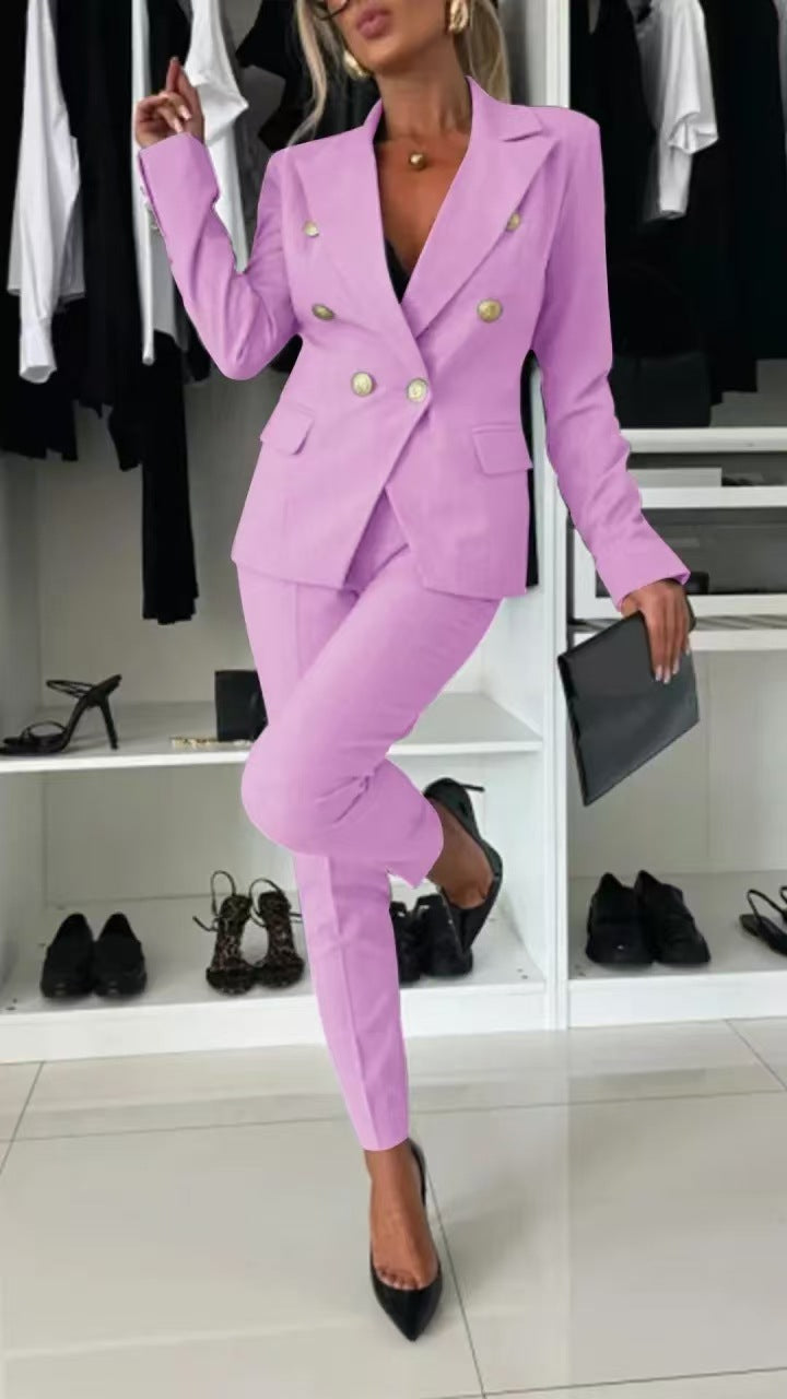 Damen Doppelreihiger taillierter Hosenanzug mit Slim-Hose – Avélisse