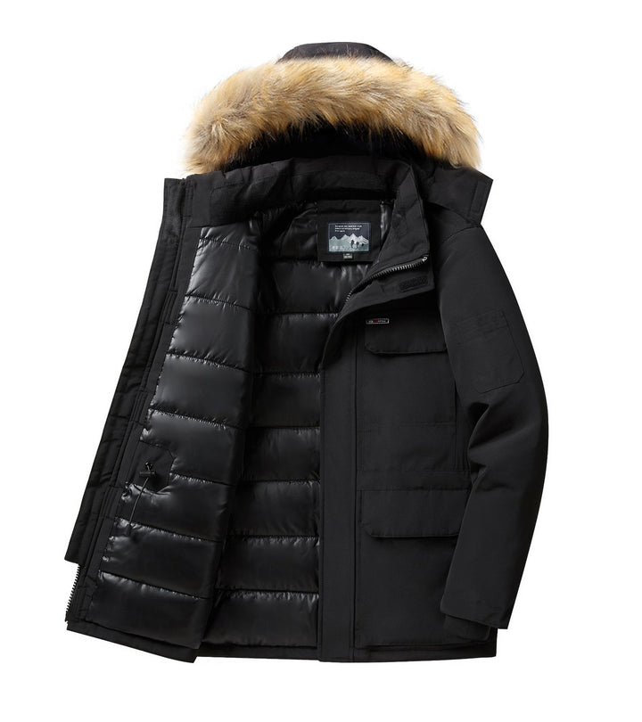 Herren Thermo-Parka mit abnehmbarer Kunstfellkapuze, winddicht und wasserabweisend – Marzano