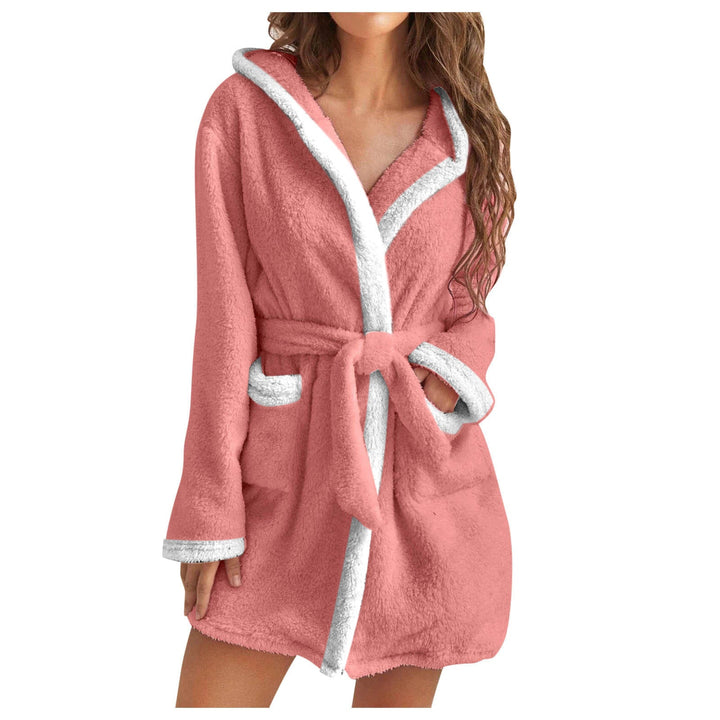 Damen Kuscheliger Bademantel mit weichem Sherpa-Futter und praktischen Taschen – Avelisse