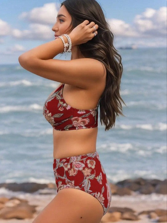 Damen Hochgeschnittener Bikini mit floralem Design Echo Archiv