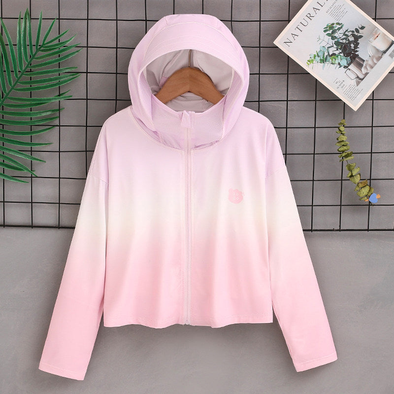 Damen nan ultraleichte Sonnenschutz-Hoodie mit Ombre-Verlauf und kurzem Schnitt Echo Archiv
