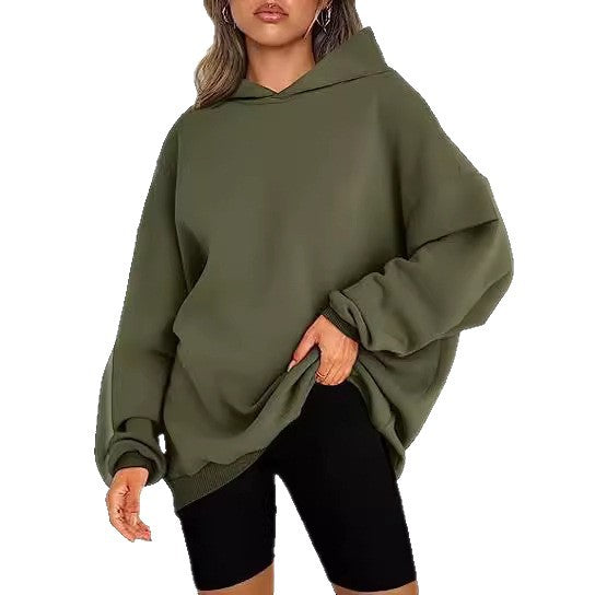 Damen nan Oversize-Kapuzenpullover im Longline-Schnitt mit Raglanärmeln und weichem Innenfutter Echo Archiv