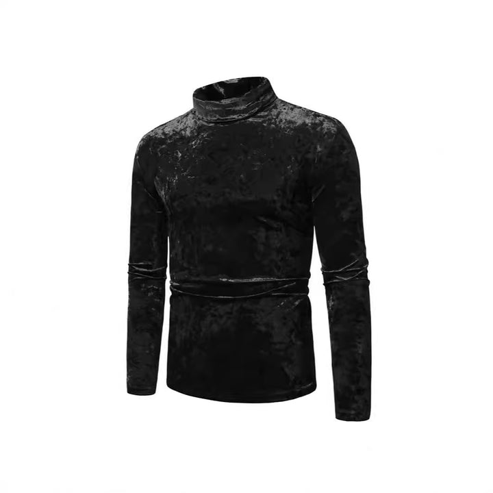 Herren Eleganter Rollkragenpullover aus weichem Samtstoff Echoarchiv